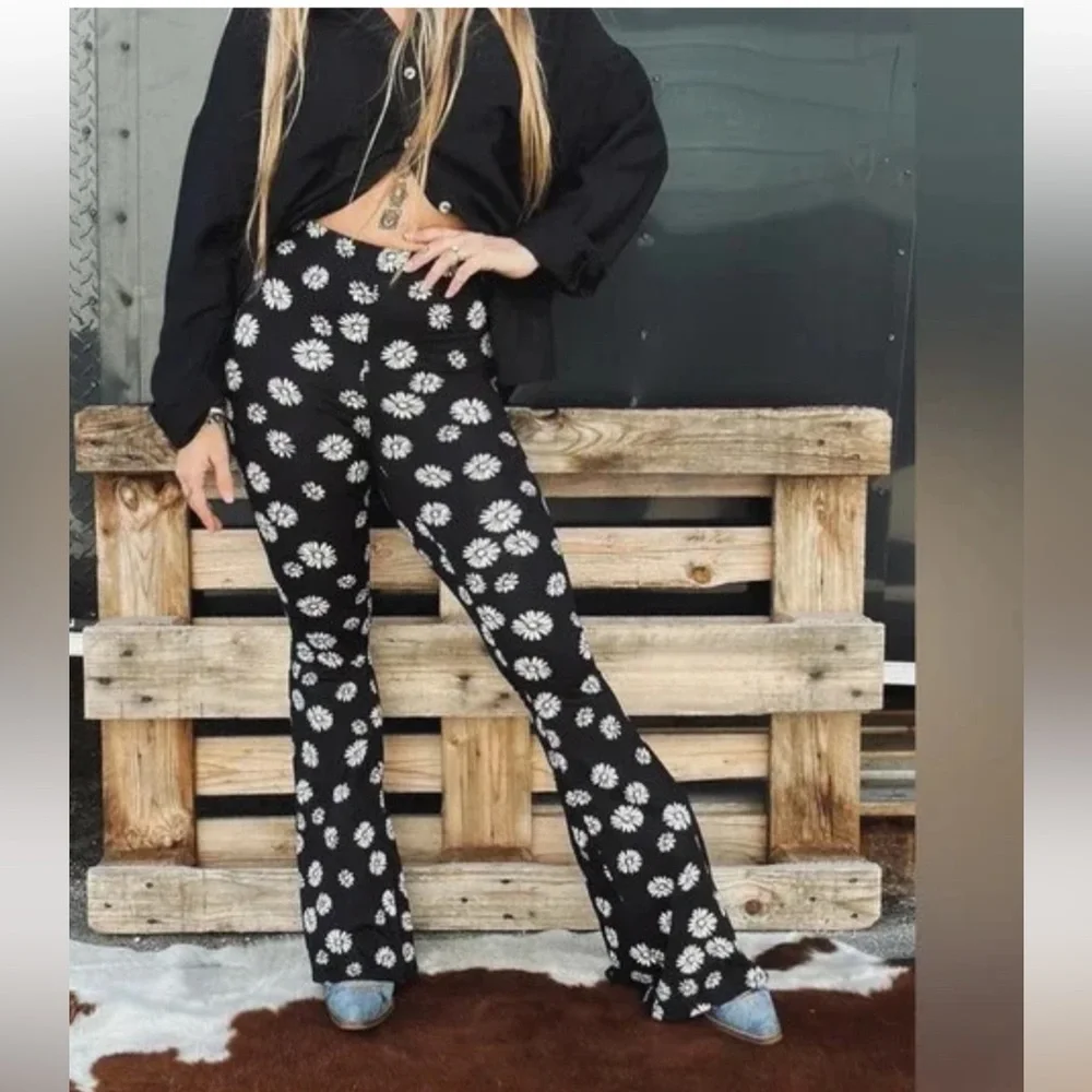 Billabong Hang Loose Floral Print High Rise Waist Boho Retro Flare Pant Nwt XL